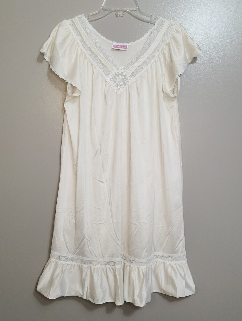 Vintage Waltz With Me Women's Lace-Trim Cream Chemise Size Large